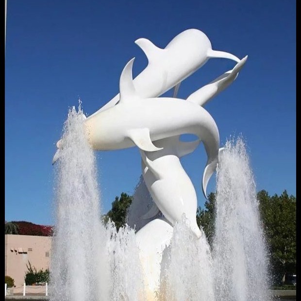 不锈钢海豚雕塑 仿真海豚雕塑 户外摆件