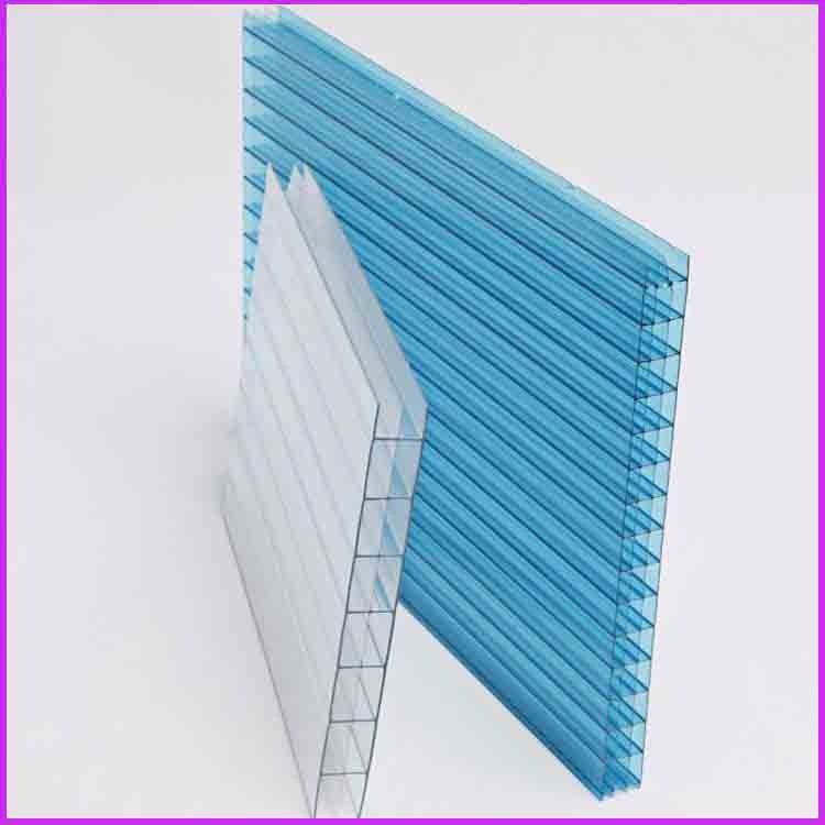 12mm三层阳光板 黄骅 河间蓝色中空阳光板 连廊雨棚PC阳光板