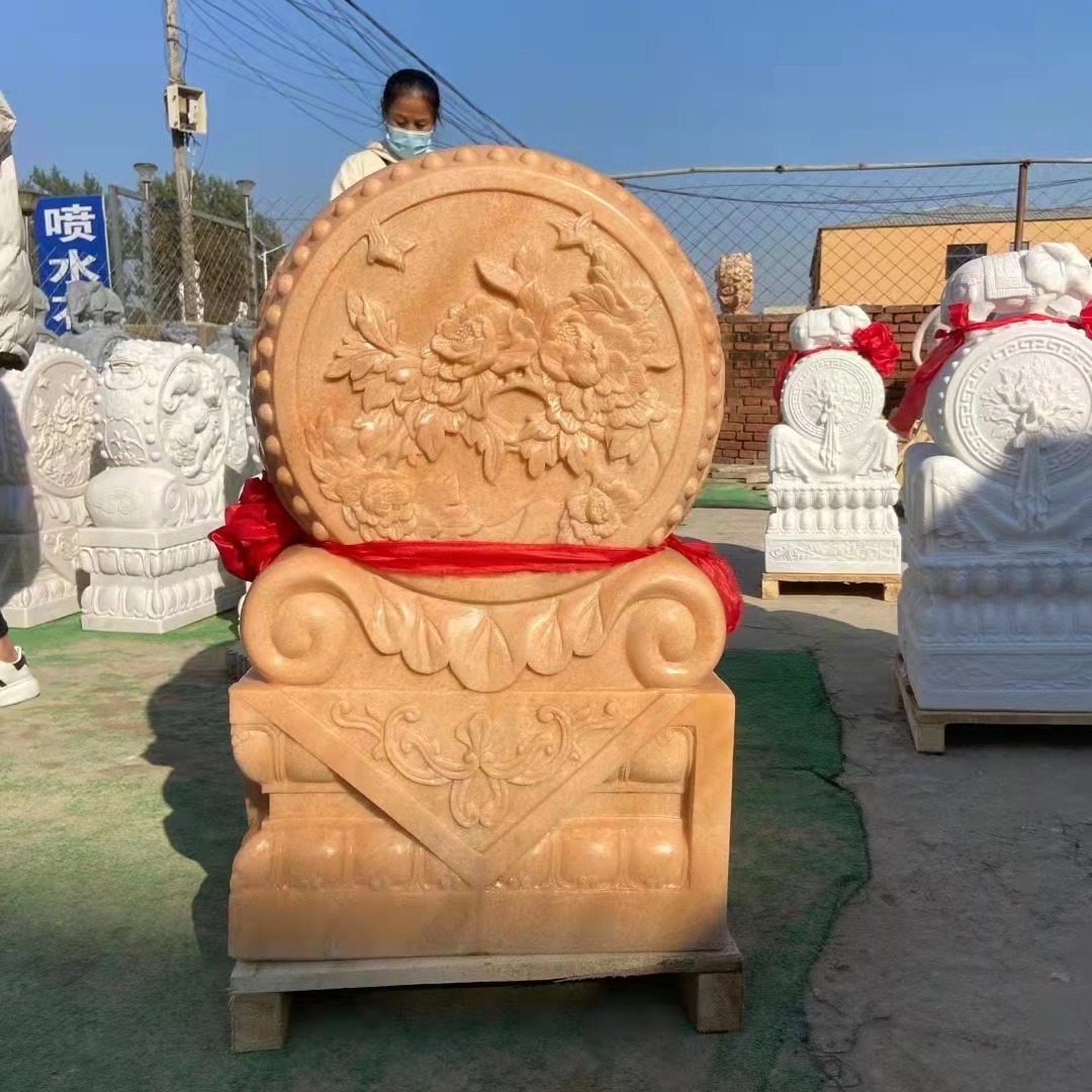 定制汉白玉门鼓 石雕抱鼓 中国古代雕塑XBSDG-22