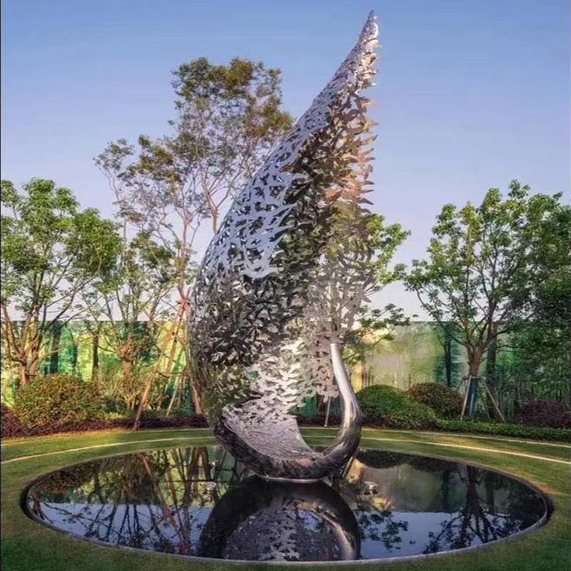 不锈钢抽象雕塑 镂空天鹅雕塑 304镜面抽象天鹅雕塑 动物雕塑 园林水景摆件