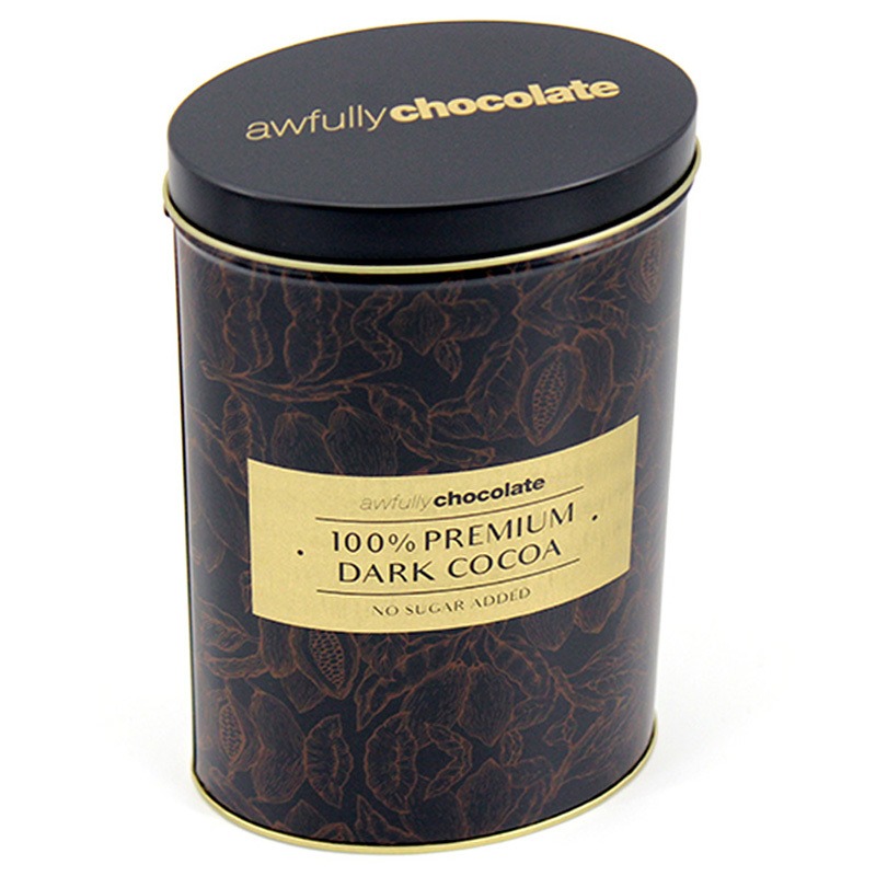 铁皮咖啡包装盒生产厂家 椭圆形咖啡罐铁盒定制 黑色巧克力包装铁盒设计 麦氏罐业 马口铁罐厂
