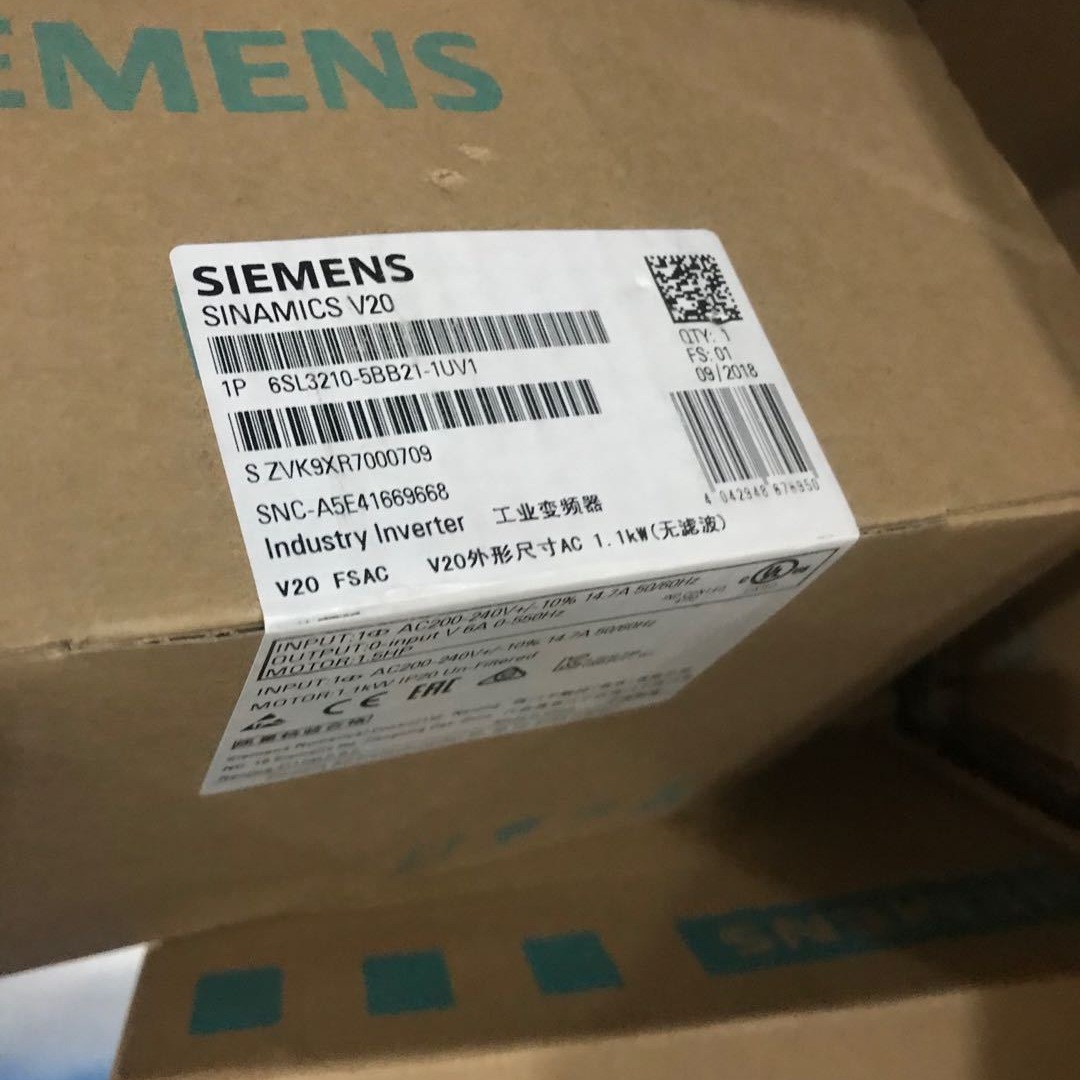 西门子SINAMICS 6SL3210-5BB21-1UV1  V20 1AC 220V变频器模块 标准版