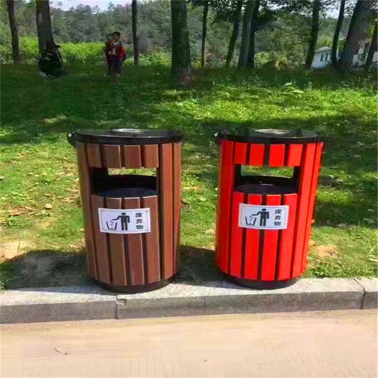 防腐木垃圾桶批发 塑木垃圾箱 周口木质垃圾箱厂家