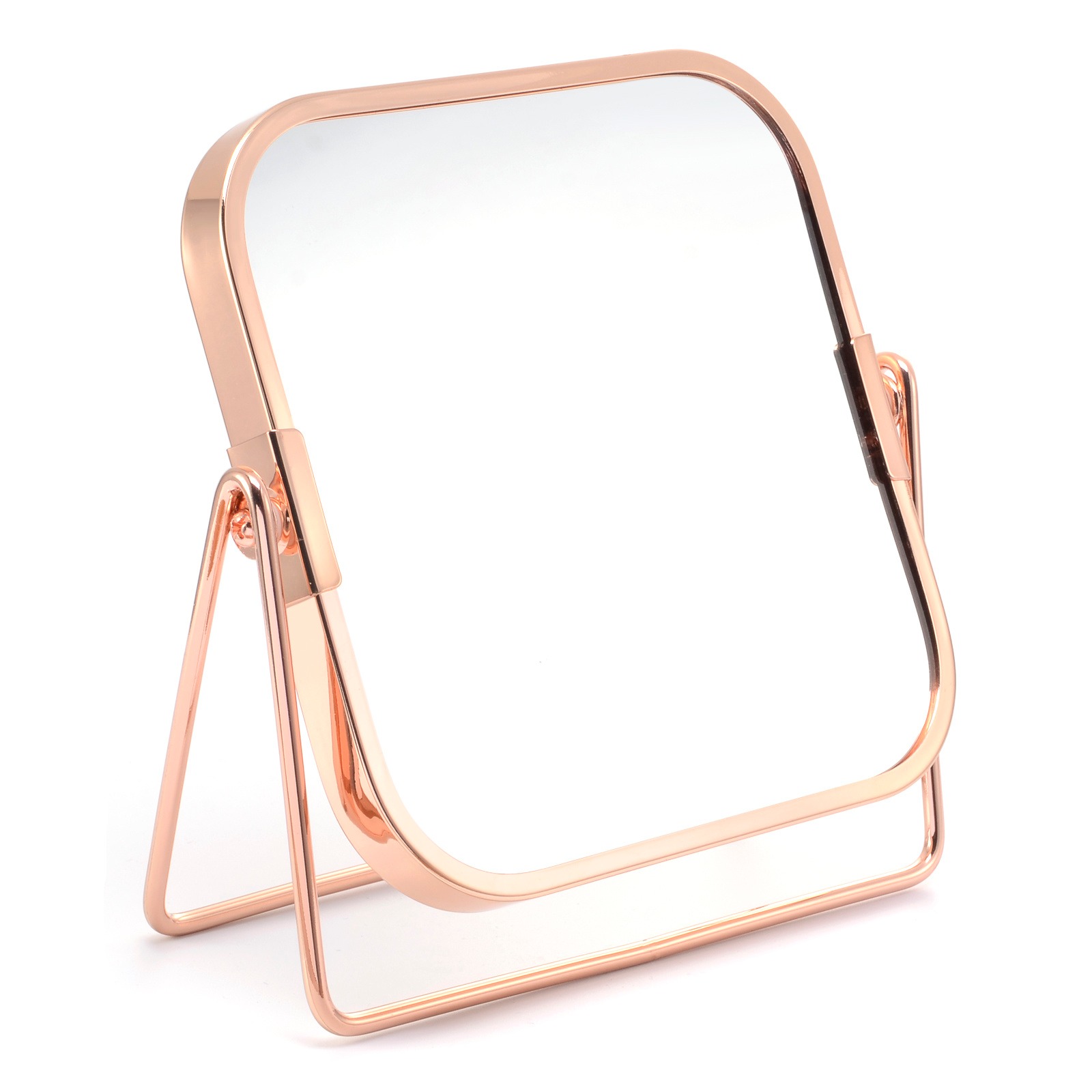 厂家定制化妆镜支架台式梳妆台镜子 旋转高清双面镜 桌面方形美妆镜