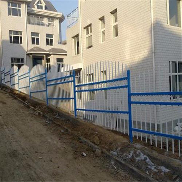 蓝白色锌钢护栏 小区别墅防护栏 围墙锌钢护栏 满星丝网