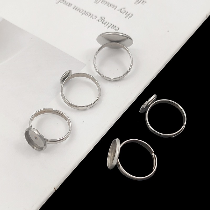 厂家供应不锈钢调节戒指 多规格可调节戒指 焊时光宝石底托 圆形方形底托戒指定制