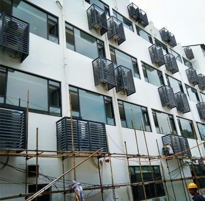 江苏建材厂家空调罩厚度1.2mm安装生产空调格栅外墙铝合金空调罩