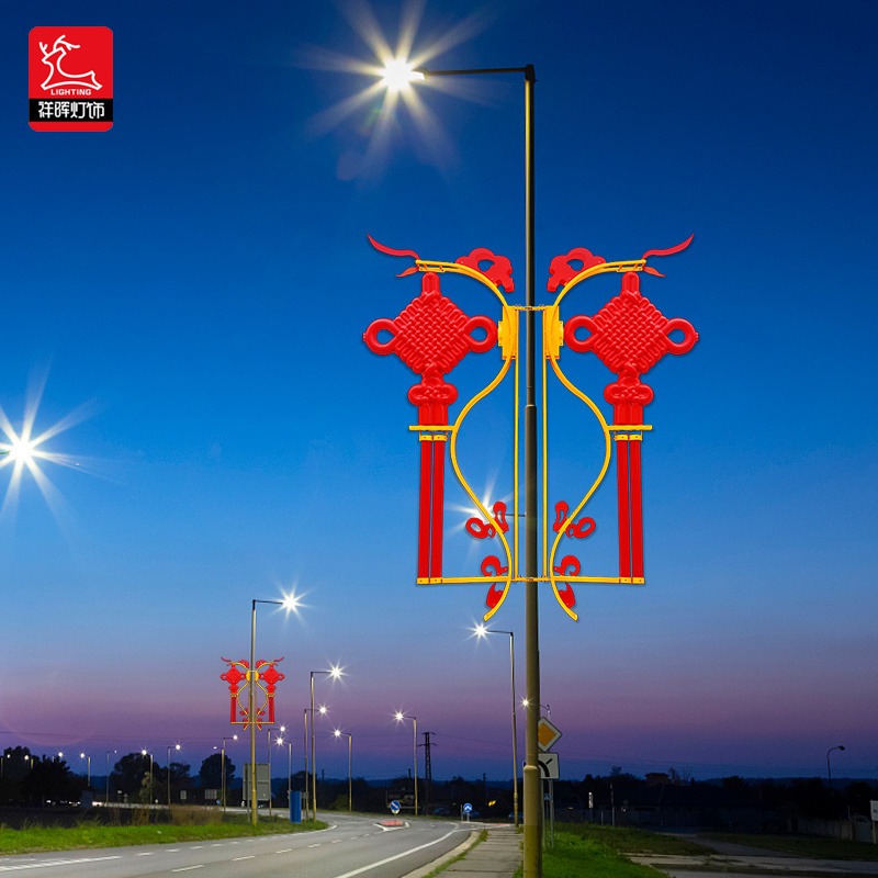 新农村太阳能中国结路灯LED亚克力防水大红喜庆电线杆装饰挂件祥晖灯饰
