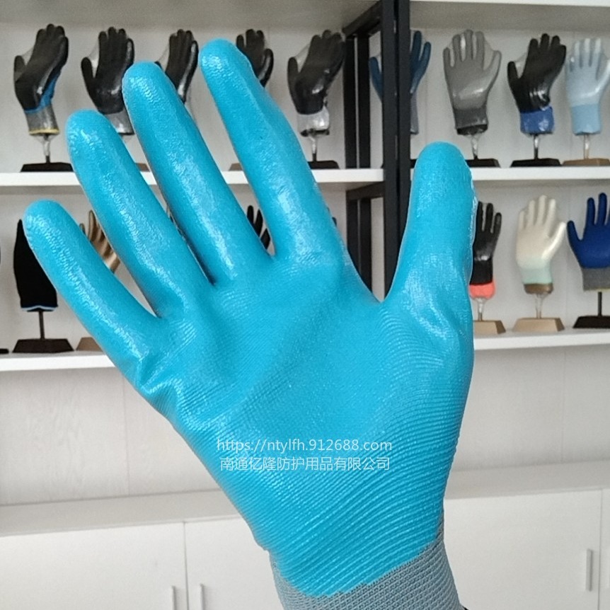 13针 灰涤纶 丁腈光面 浸胶手套 来电定制 价格优惠 亿隆