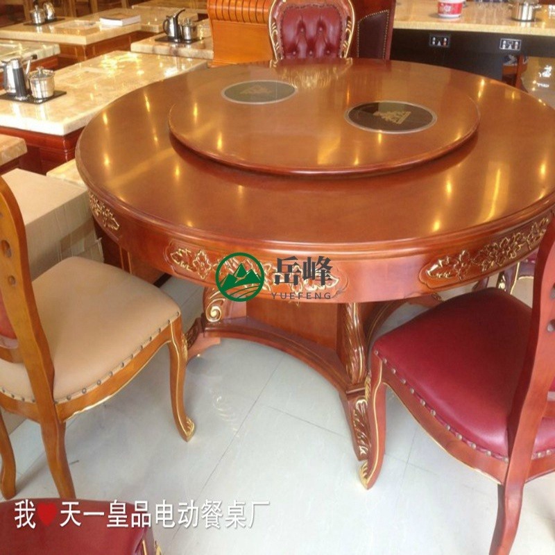 30人广东佛山餐桌厂家价格9500	直销中式家庭实木餐桌	定制电动圆桌批发图片