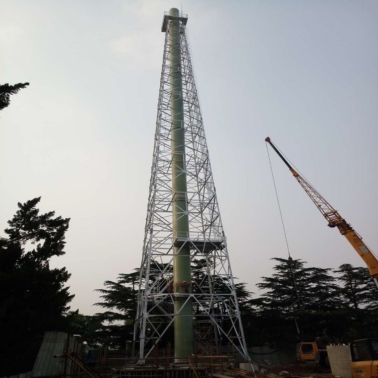 泰翔厂家定制钢结构四柱烟筒塔 抗氧化工艺环保烟筒塔  电力塔