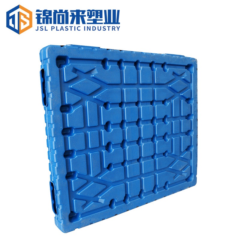 江苏锦尚来源头厂家 双面塑料托盘1513 长方形加厚四面进叉蓝色平板塑料托盘 特价直销