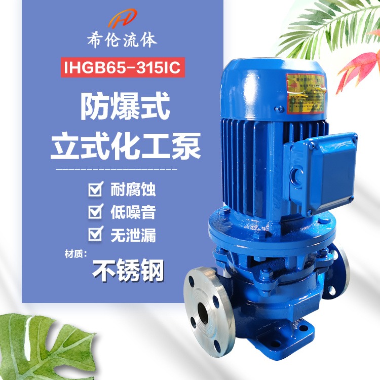 管道离心循环泵 IHGB65-315IC 上海希伦厂家 直销 单极单吸式不锈钢化工泵 防爆全铜电机