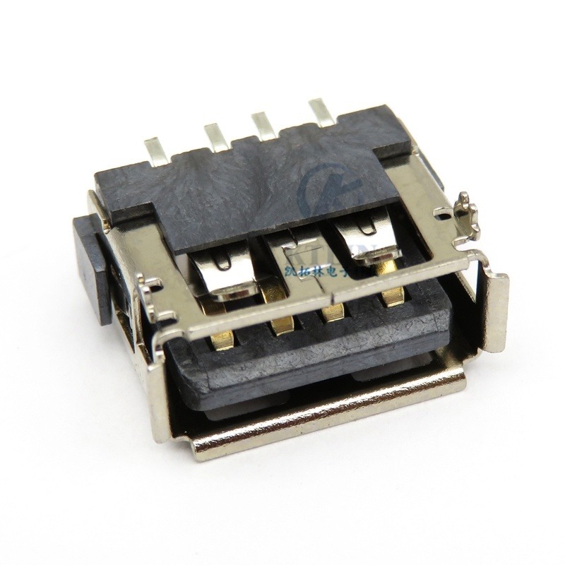 短体6.3mm插座 USB 2.0 4pin母座 SMT 前插后贴 卷边 短脚 4p USB
