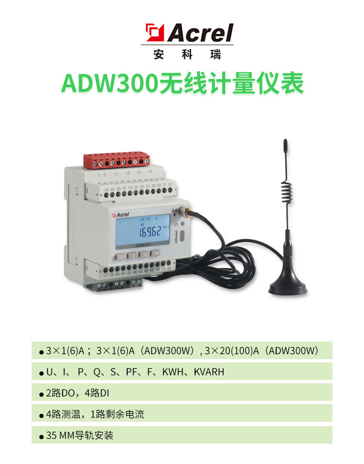 江苏ADW300/C企业用电监测分项电能计量表RS485通讯集中抄表示例图1