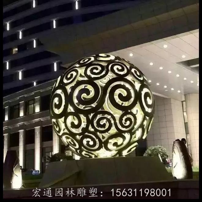 透光镂空球雕塑 酒店不锈钢雕塑
