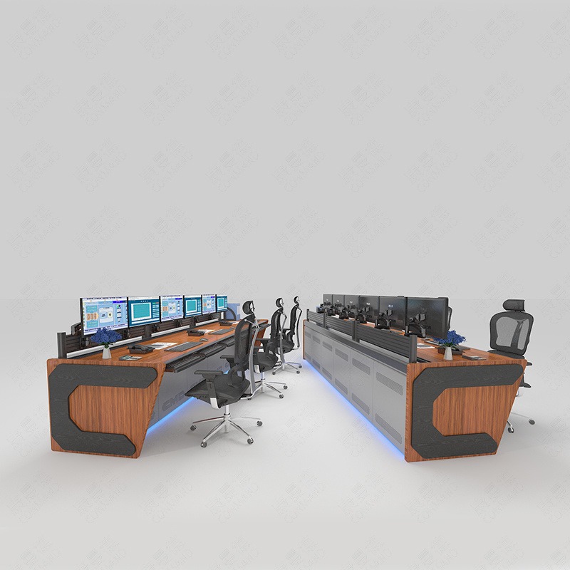康曼德控制台 现代3联弧形专业控制台 免费设计出图 监控中心控制台图片
