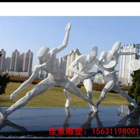 不锈钢打球人物  公园景观雕塑 运动人物雕塑图片