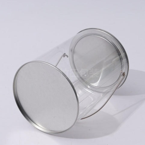 青岛订制PP PET PVC透明圆筒塑料马口铁盖挂钩包装盒透明包装罐子