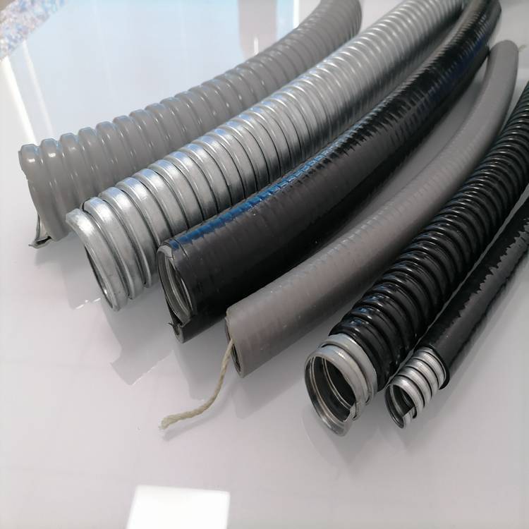 高压电机电源线黑灰色包塑金属穿线软管 DN32P3型镀锌蛇皮管防水