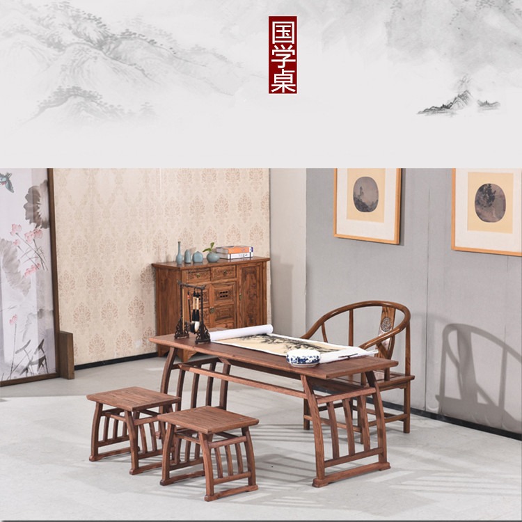 湖北国学桌厂家现货 武汉学生古典实木画案书画桌支持定制图片