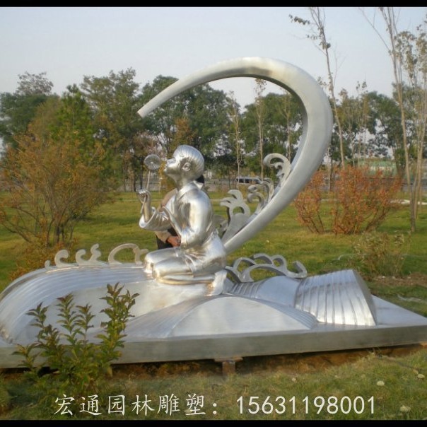 不锈钢小女孩雕塑 公园景观雕塑图片