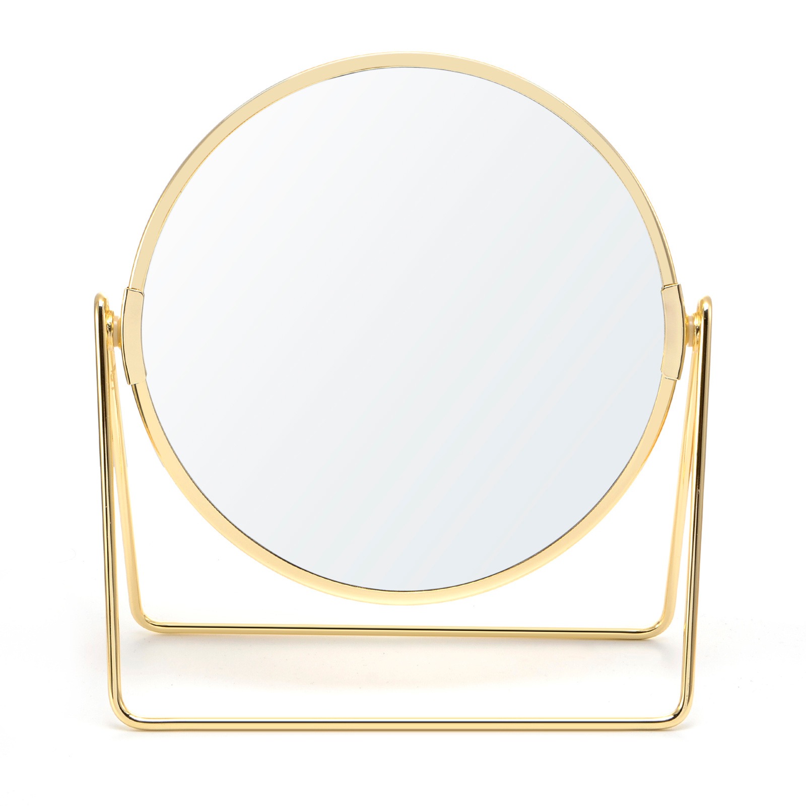 桌面圆形化妆镜子工厂定做简约时尚旋转台式双面化妆镜 支架台镜梳妆镜公主镜子