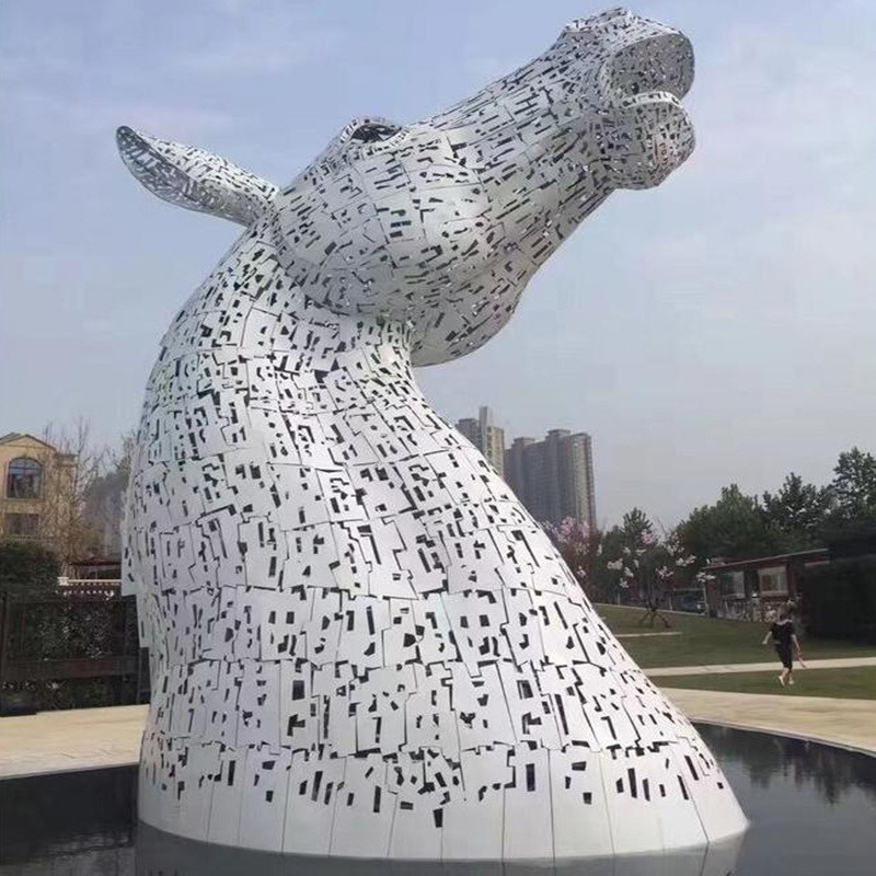不锈钢镂空马雕塑 马雕塑 动物雕塑 铁艺雕塑 巨型广场景观雕塑