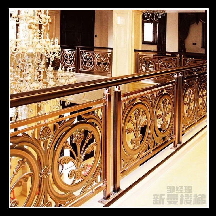 欧式铜艺楼梯护栏 别墅酒店设计营造惬意温雅的氛围