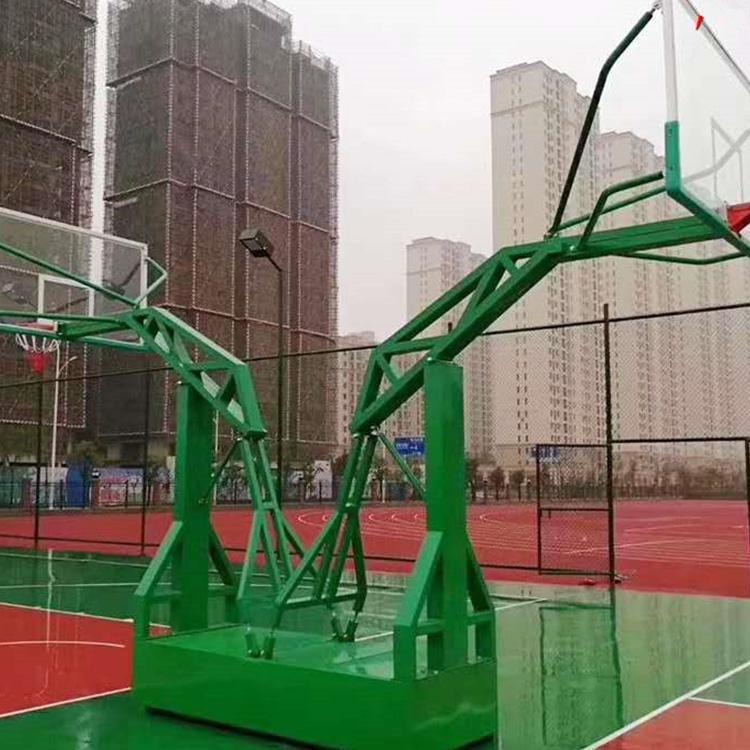 平箱篮球架 凹箱篮球架 手动液压篮球架 球场材料及铺设场地