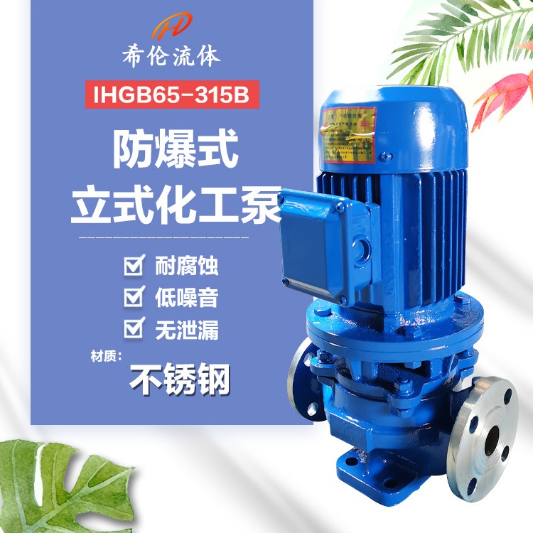 管道化工离心泵 上海希伦厂家 IHGB65-315B 不锈钢材质 单极单吸式立式防腐泵 充足库存图片
