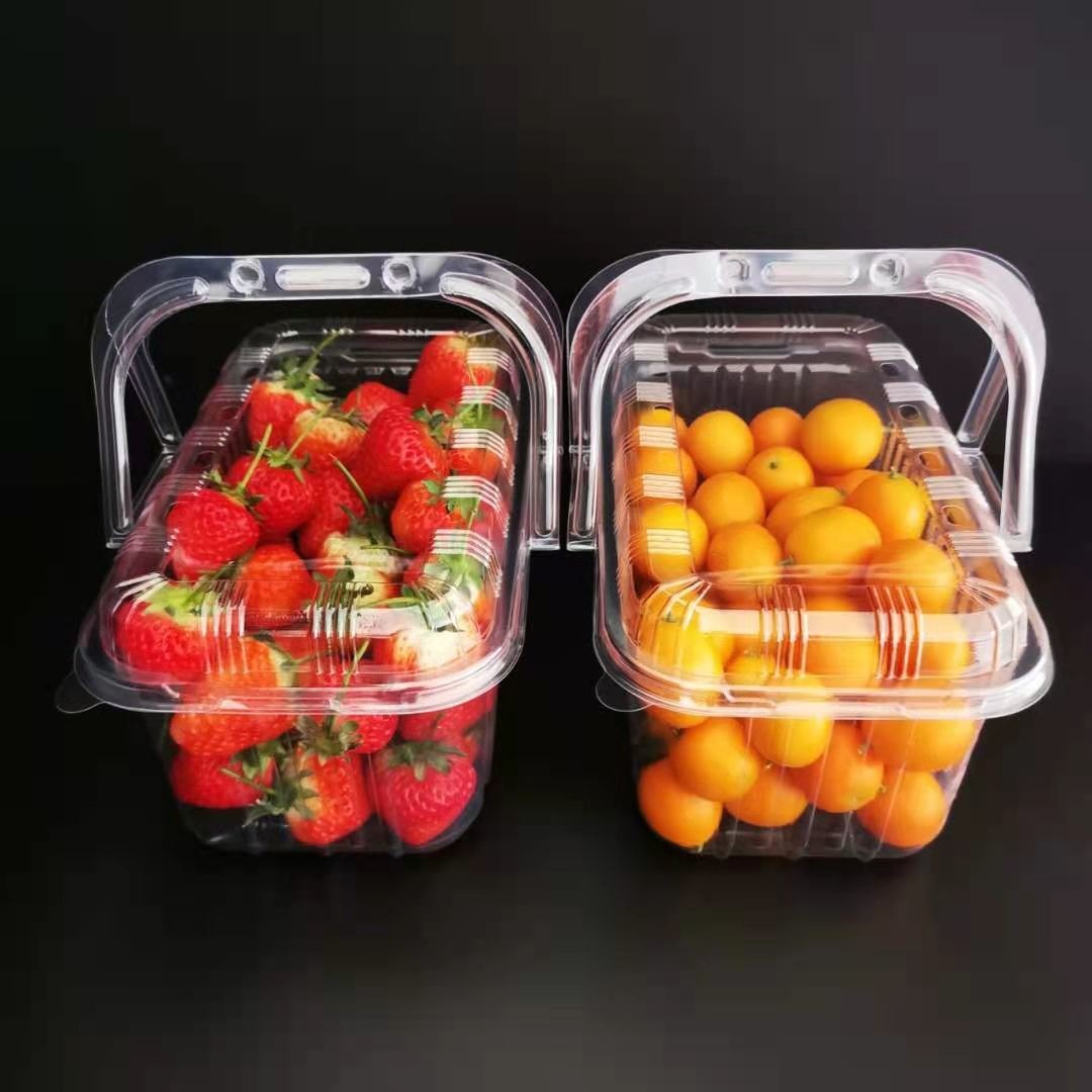 水果带盖提篮 一次性塑料长方形透明盒子 草莓 樱桃包装盒