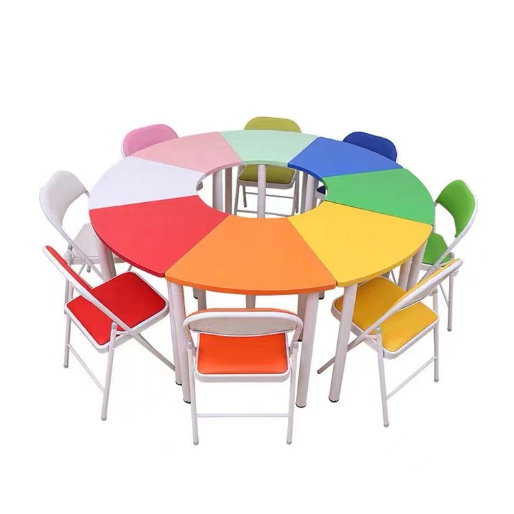 普才团体活动桌椅组合心理辅导室团体活动室布置彩色拼接桌椅