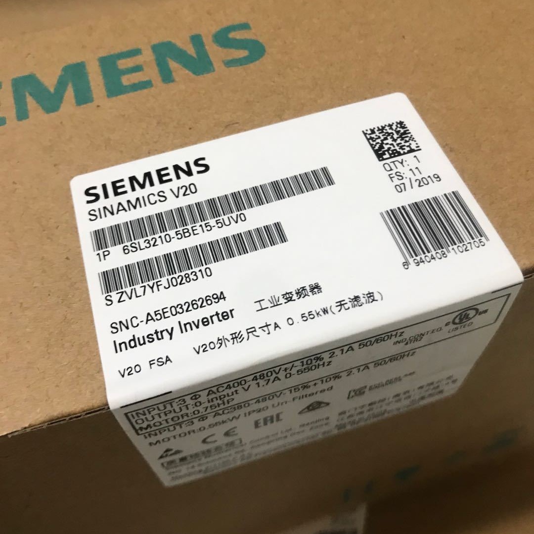西门子SINAMICS 6SL3210-5BE15-5UV0 V20 3AC 380V变频器 标准版