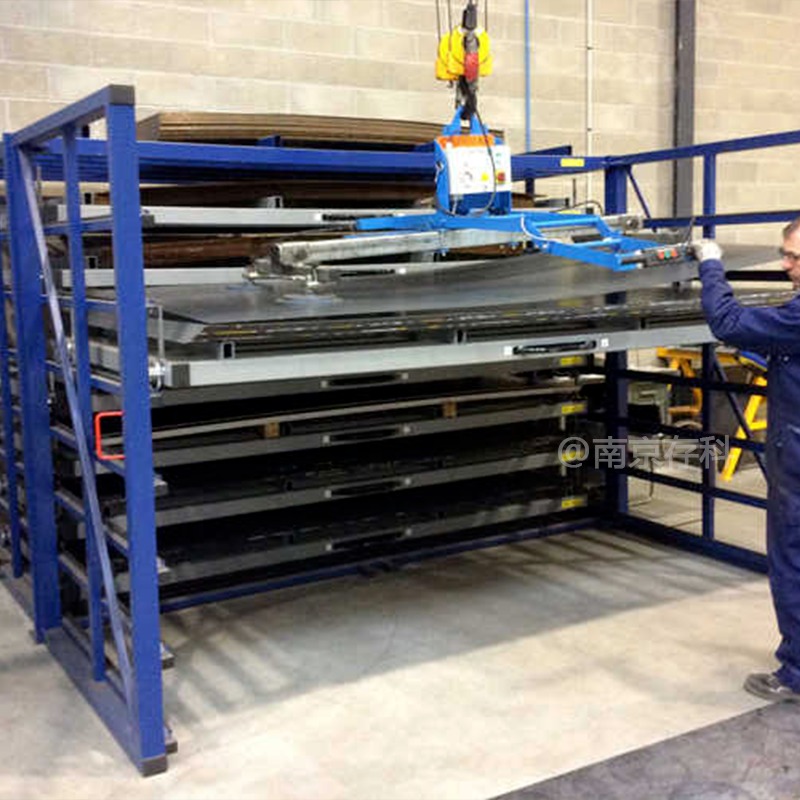 激光切割机板放置架 重型抽屉式板材货架 钢板多层平放架案例