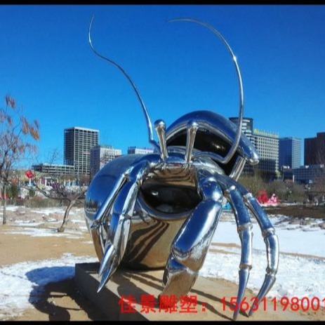 不锈钢抽象螃蟹雕塑  公园动物摆件图片