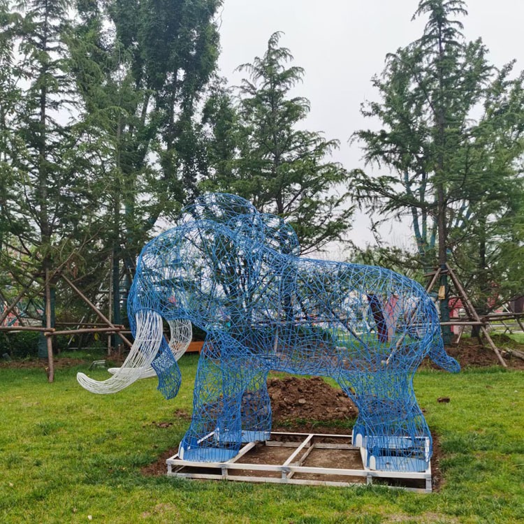 不锈钢镂空大象 铁艺镂空雕塑 景观园林摆件 铁艺抽象动物雕塑 大型景观摆件 佰盛雕塑