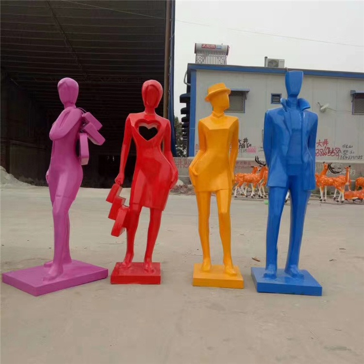 玻璃钢购物人物雕塑，逛街购物人物雕塑，商业街人物雕塑