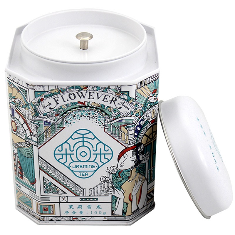 通用茉莉花茶叶罐铁罐定做 100克装白茶铁盒子包装 茶叶铁罐加工厂