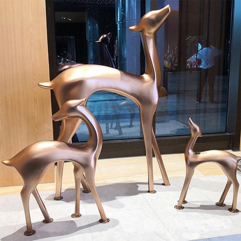不锈钢雕塑 小鹿雕塑 抽象金属雕塑 展馆展厅摆件 动物雕塑 城市园林景观装饰摆件
