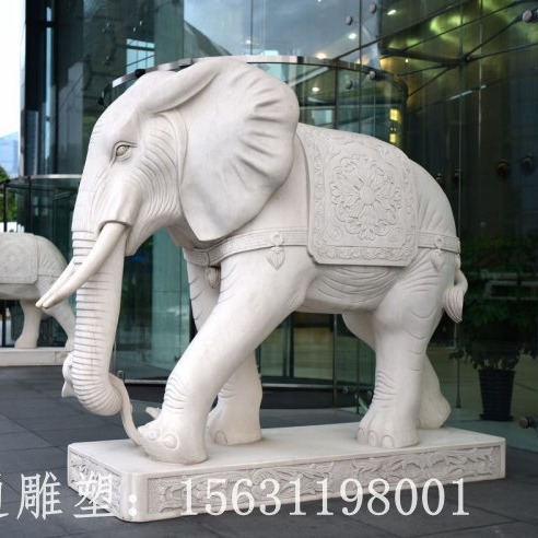 石雕如意大象 汉白玉门口大象雕塑图片