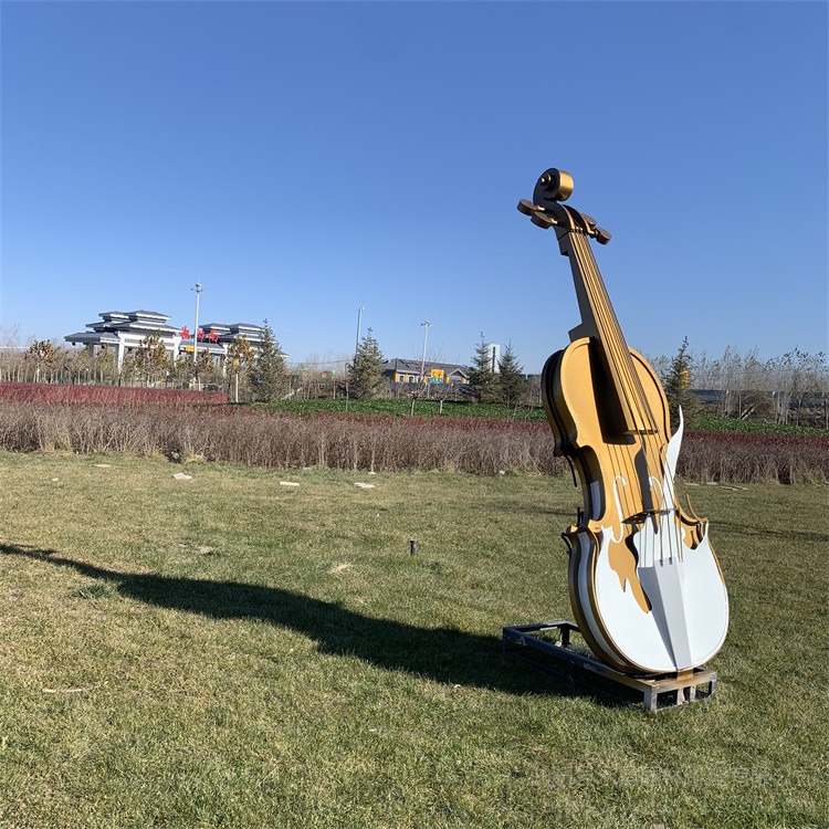大型 玻璃钢大提琴雕塑定制 仿真乐器音乐主题景观摆件 永景