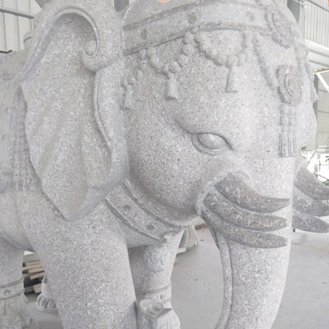 定制风水石象设计 大象石材雕刻 酒店花岗岩石材大象 石雕招财象定制出售