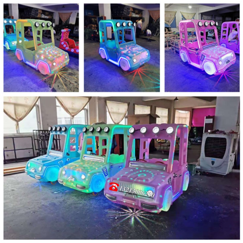 广场游乐设备新款 发光加蓬吉普车 通体发亮电动碰碰车儿童图片