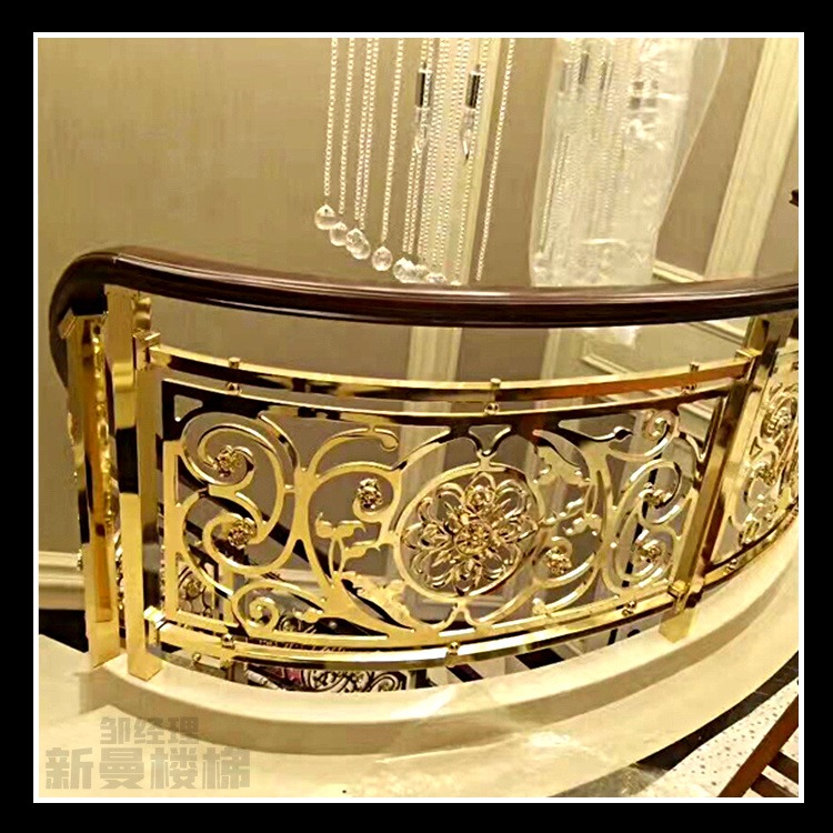 铜扶手 小户型铜楼梯护栏欧式金色栏杆工艺作品赏析