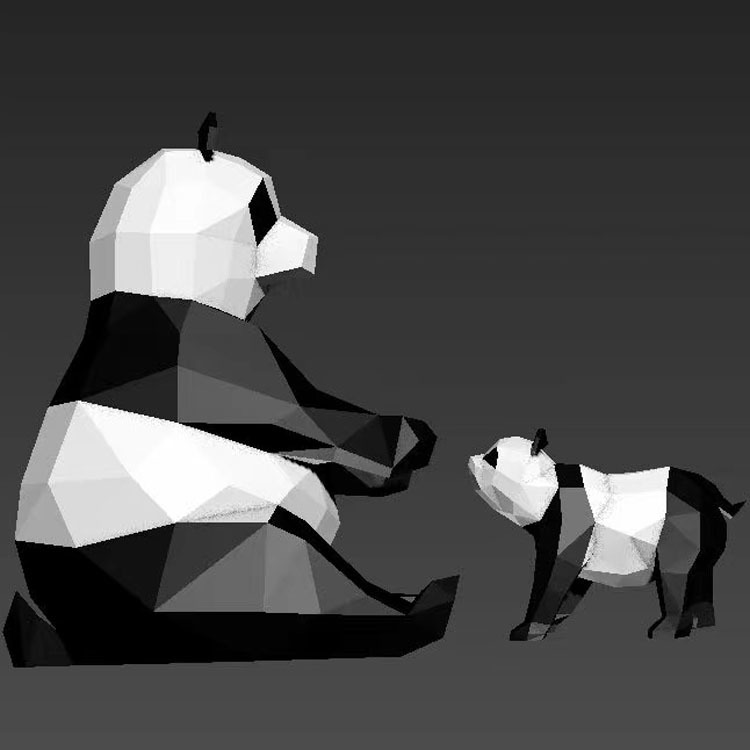 切面熊猫雕塑 抽象熊猫雕塑 玻璃钢熊猫雕塑 彩绘抽象熊猫雕塑 园林景观雕塑 佰盛雕塑图片