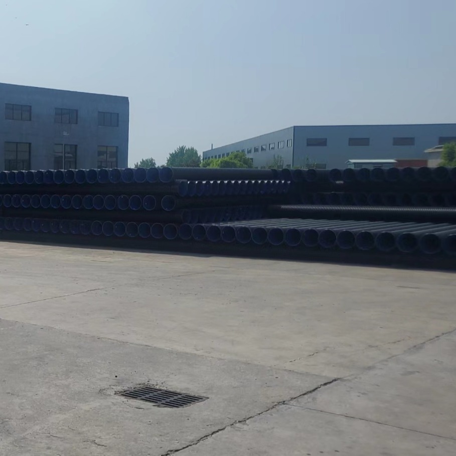豪洋管业厂家直销滁州市朱湾镇HDPE双壁波纹管PE排水管市政管企标S2DN300DN400DN500