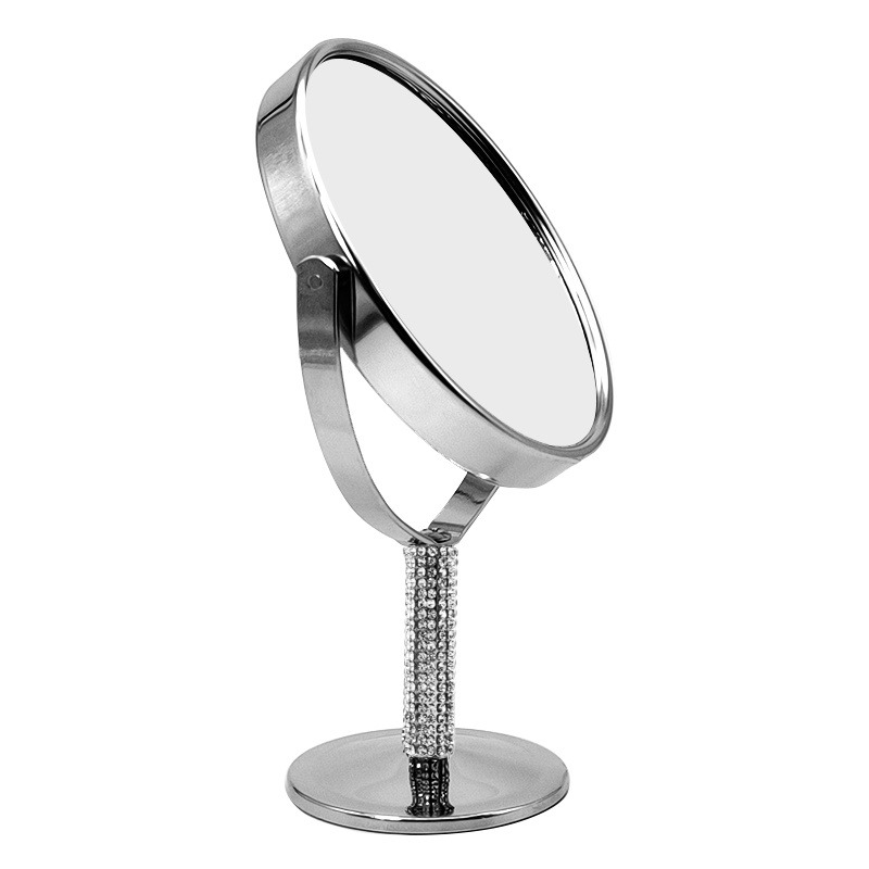 360度旋转放大高清小镜子生产厂家金属材质台式化妆镜桌面小台镜便携双面梳妆镜