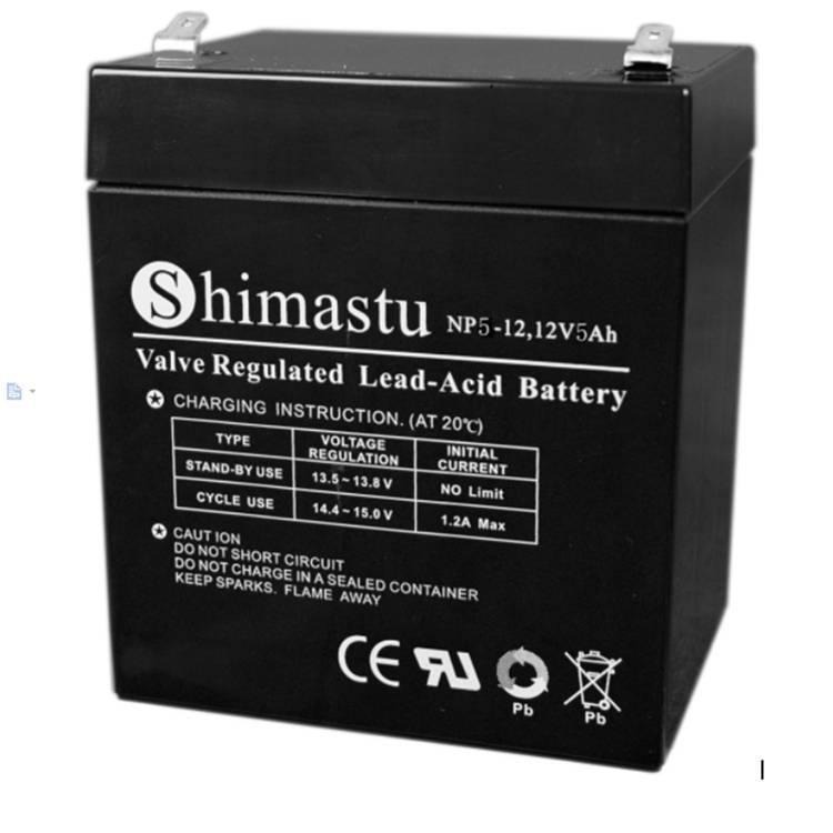 Shimastu蓄电池NP5-12 铅酸免维护电池12V5A 电梯 应急照明 安防用电瓶 参数报价