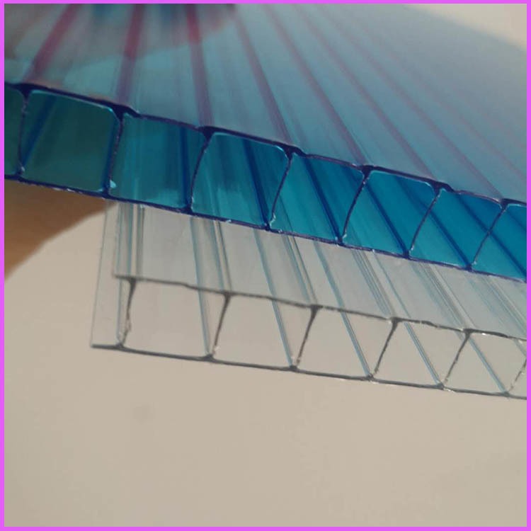 四平耐腐蚀透明板阳光板 5mm中空PC阳光板 蓝色天窗用采光罩阳光板图片